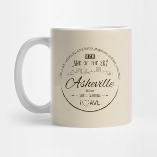 Asheville, NC Word Cloud - Brown 16 Mug